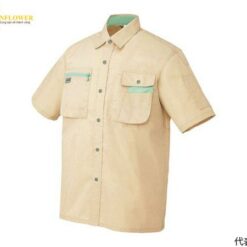 Áo sơ mi ngắn tay (Unisex) (màu be nhạt/ xanh lục, 6L, chống tĩnh điện, JIST 8118) AITOZ 5326-002-6L