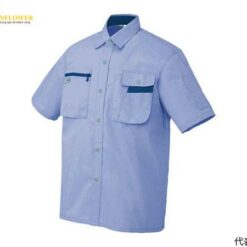 Áo sơ mi ngắn tay (Unisex) (màu Mist Violet / Navy, L, chống tĩnh điện, JIST 8118) AITOZ 5326-076-L