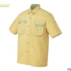Áo sơ mi ngắn tay (Unisex) (màu mù tạt / ô liu, 4L, chống tĩnh điện, JIST 8118) AITOZ 5326-019-4L