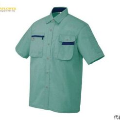 Áo sơ mi ngắn tay (Unisex) (màu xanh ngọc / hải quân, 5L, chống tĩnh điện, JIST 8118) AITOZ 5326-027-5L