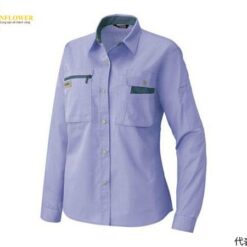 Áo sơ mi nữ dài tay (vải mỏng) (Màu Mist Violet/Navy, size 7, chống tĩnh điện, JIST 8118) AITOZ 5329-076-7