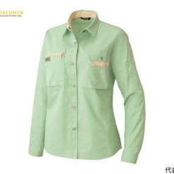 Áo sơ mi nữ dài tay (vải mỏng) (Màu xanh lá cây / be nhạt, size 17, chống tĩnh điện, JIST 8118) AITOZ 5329-015-17