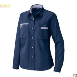 Áo sơ mi nữ dài tay (vải mỏng) (Navy/Mist Violet, size 15, chống tĩnh điện, JIST 8118) AITOZ 5329-008-15