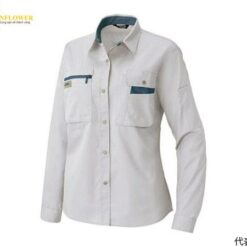 Áo sơ mi nữ dài tay (vải mỏng) (xám bạc x hải quân, size 11, chống tĩnh điện, JIST 8118) AITOZ 5329-003-11