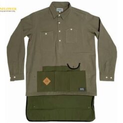 Áo sơ mi thủ công vải lanh cotton Olive 3 Gron 140224-OL-3