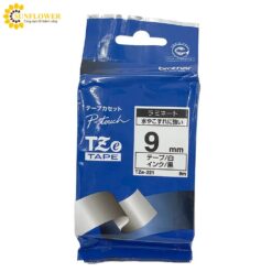 Băng ép máy in nhãn nhiệt màu trắng (9mm x 8m) Brother Industries TZe-221