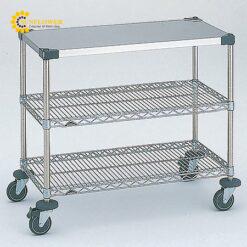 Bàn làm việc di động (2 giá đỡ, SUS304, φ100, chịu tải 192kg, 1213 x 461 x 815mm) AS ONE 3-418-08 NWT2C-S