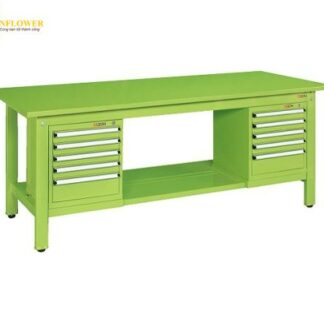 Bàn làm việc trọng lượng nhẹ mặt thép loại KK với tủ nhỏ 1800×750×740mm SAKAE KK-69SSL52