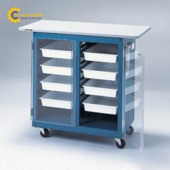 Bàn thí nghiệm tiện dụng (lưu trữ dụng cụ thủy tinh, chai, lọ,..bánh xe φ65mm, 900 x 450 x 800mm) AS ONE 3-4039-01 B-SB