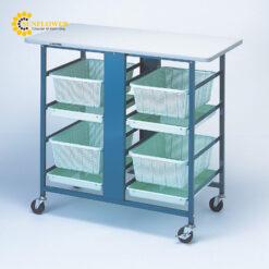 Bàn vận chuyển và lưu trữ dụng cụ sạch (bánh xe φ65mm, 900 x 450 x 800mm) AS ONE 3-4042-01 DB-900