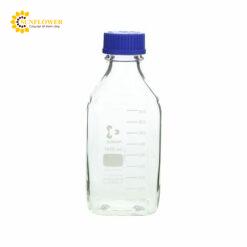 Chai có nắp vặn Hình vuông Màu trắng DURAN, nắp màu xanh lam 1000mL SCHOTT DURAN 017230-1000 A