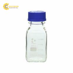 Chai có nắp vặn Hình vuông Màu trắng DURAN, nắp màu xanh lam 250mL SCHOTT DURAN 017230-250 A