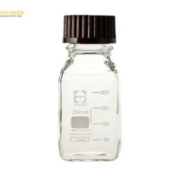 Chai dạng vặn có hình vuông màu trắng DURAN với nắp màu đỏ 250mL SCHOTT DURAN 017230-2501 A