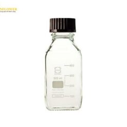 Chai dạng vặn có hình vuông màu trắng DURAN với nắp màu đỏ 500mL SCHOTT DURAN 017230-5001 A