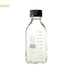 Chai dạng vặn có hình vuông màu trắng DURAN với nắp màu đỏ 1000mL SCHOTT DURAN 017230-10001 A