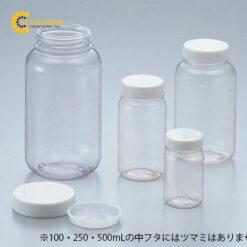 Chai lọ rộng miệng trong suốt (Vinyl Clorua trong suốt) 500mL AS ONE 5-031-53, đóng gói 100 chiếc/ hộp