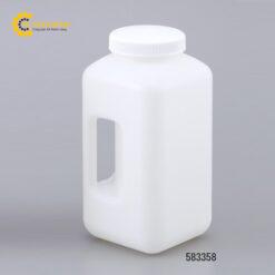 Chai nhựa 4L (HDPE, hình vuông, miệng rộng, tay cầm) AS ONE 1-1780-02 583358