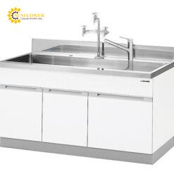 Chậu rửa bằng thép không gỉ (loại rộng, SUS304, 750 x 1500 x 800 (930)mm) AS ONE 1-9101-12 DWA-1575V