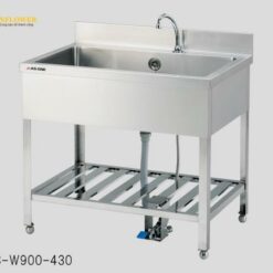 Chậu rửa đạp chân (1 vòi, thép không gỉ (SUS430), 1200 x 600 x 900mm) AS ONE 2-721-02 FS-W1200-430