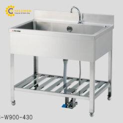 Chậu rửa đạp chân (1 vòi, thép không gỉ (SUS430), 600 x 600 x 900mm) AS ONE 2-721-04 FS-W600-430