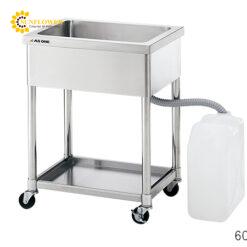 Chậu rửa di động có bánh xe (thép không gỉ (SUS304), 600 x 450 x 800mm) AS ONE 3-6957-02