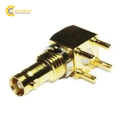 Đầu nối góc phải Beryllium (vàng đồng, Nữ 75Ω PCB Mount 6GHz) COAX Connectors 67-468-D66