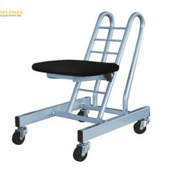 Ghế có bánh xe (da Vinyl & ghế đệm, màu đen/ bạc, W 335 x D 510 x H 480 x SH 210 to 450mm) RUNESEIKOU PMS-10A