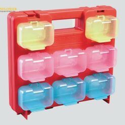 Hộp chứa phụ kiện (khung màu đỏ, hộp nhỏ hồng x 6pcs, xanh lam x 6pcs, vàng x 4pcs, 290 x 50 x 268mm) JEFCOM SPS-2916RD