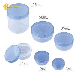 Hộp đựng thuốc mỡ bảo vệ tia cực tím AS ONE 8-1463-04, Màu xanh lam trong suốt 35mL, 100 chiếc