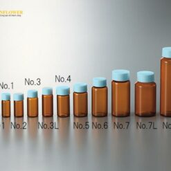 Lọ thủy tinh (20mL, màu nâu, nắp màu xanh lam, loại ống vít, 50 cái) Maruemu No.5 (Code number: 0101-1727)