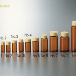 Lọ thủy tinh (6mL, màu nâu, nắp màu vàng, loại ống vít, 100 cái) Maruemu No.2 (Code number: 0101-1437)