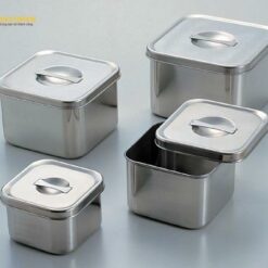 Nồi thép không gỉ SUS304 (0.6L, hình vuông, nắp có tay cầm) AS ONE 5-186-01 No.0