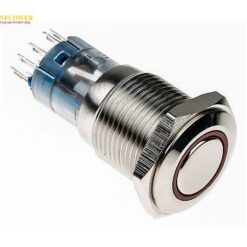 Nút nhấn (16mm DPCO, Vòng chốt màu đỏ) Bulgin MP0045/1E2RD012
