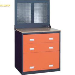 Tủ 3 ngăn kéo có panel đột lỗ (900 x 650mm, màu đen/ cam) TRUSCO NAKAYAMA TWK-903SP