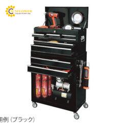 Tủ đựng dụng cụ mỏng (màu đen, có ngăn kéo, thép, 600 x 250 x 348mm, 615 x 330 x 750mm) AS ONE 3-047-02