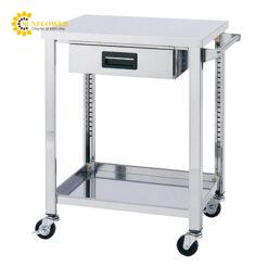 Xe đẩy hàng di động (2 tầng, có ngăn kéo, thép không gỉ (SUS430), 600 x 450 x 800mm) AS ONE 1-2720-01 WGO2-600K
