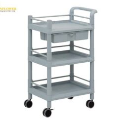 Xe đẩy hàng di động (3 tầng, có ngăn kéo, khung bảo vệ, tay cầm, nhựa PP (polypropylene), ABS, 610 x 370 x 885mm) AS ONE 3-6497-07 MSO11J