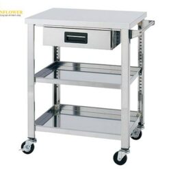 Xe đẩy hàng di động (3 tầng, có ngăn kéo, thép không gỉ (SUS430), 600 x 450 x 800mm) AS ONE 1-2721-01 WGO3-600K