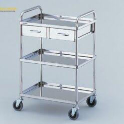 Xe đẩy hàng di động (3 tầng, có ngăn kéo, thép không gỉ (SUS304), 603 x 453 x 940mm) AS ONE 1-7633-02