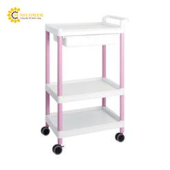 Xe đẩy hàng di động (3 tầng, màu hồng, có ngăn kéo, nhựa PP (polypropylene), ABS, 705 x 447 x 1117mm) AS ONE 3-6644-04 ME32D