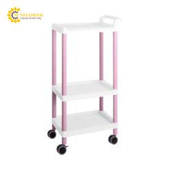 Xe đẩy hàng di động (3 tầng, màu hồng, nhựa PP (polypropylene), ABS, 598 x 368 x 1142mm) AS ONE 3-6642-03 ME31C