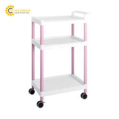 Xe đẩy hàng di động (3 tầng, màu hồng, nhựa PP (polypropylene), ABS, 705 x 447 x 1117mm) AS ONE 3-6644-01 ME32A