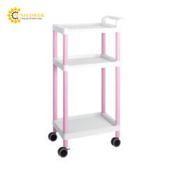 Xe đẩy hàng di động (3 tầng, màu hồng, nhựa PP (polypropylene), ABS, 598 x 368 x 1142mm) AS ONE 3-6642-01 ME31A