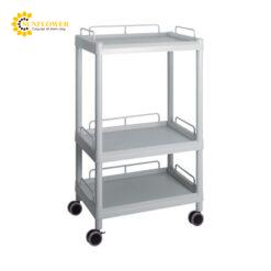 Xe đẩy hàng di động (3 tầng, màu xám, có khung bảo vệ, nhựa PP (polypropylene), ABS, 651 x 447 x 1100mm) AS ONE 3-6643-08 ME32H