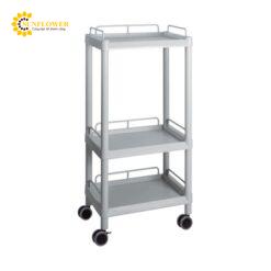 Xe đẩy hàng di động (3 tầng, màu xám, có khung bảo vệ, nhựa PP (polypropylene), ABS, 540 x 370 x 1122mm) AS ONE 3-6641-08 ME31H