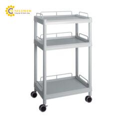 Xe đẩy hàng di động (3 tầng, màu xám, có khung bảo vệ, nhựa PP (polypropylene), ABS, 651 x 447 x 1100mm) AS ONE 3-6643-07 ME32G