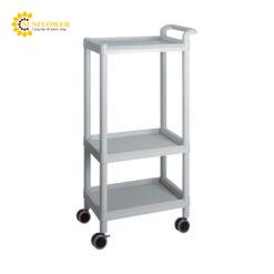 Xe đẩy hàng di động (3 tầng, màu xám, nhựa PP (polypropylene), ABS, 598 x 368 x 1142mm) AS ONE 3-6641-03 ME31C