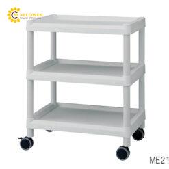 Xe đẩy hàng di động (3 tầng, màu xám, nhựa PP (polypropylene), ABS, 645 x 447 x 890mm) AS ONE 3-6495-04 ME21B