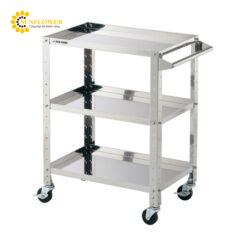 Xe đẩy hàng di động (3 tầng, thép không gỉ (SUS430), 610 x 410 x 809mm) AS ONE 3-1557-02