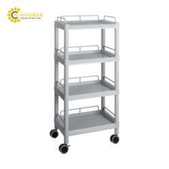 Xe đẩy hàng di động (4 tầng, màu xám, có khung bảo vệ, nhựa PP (polypropylene), ABS, 540 x 370 x 1160mm) AS ONE 3-6641-09 ME31J